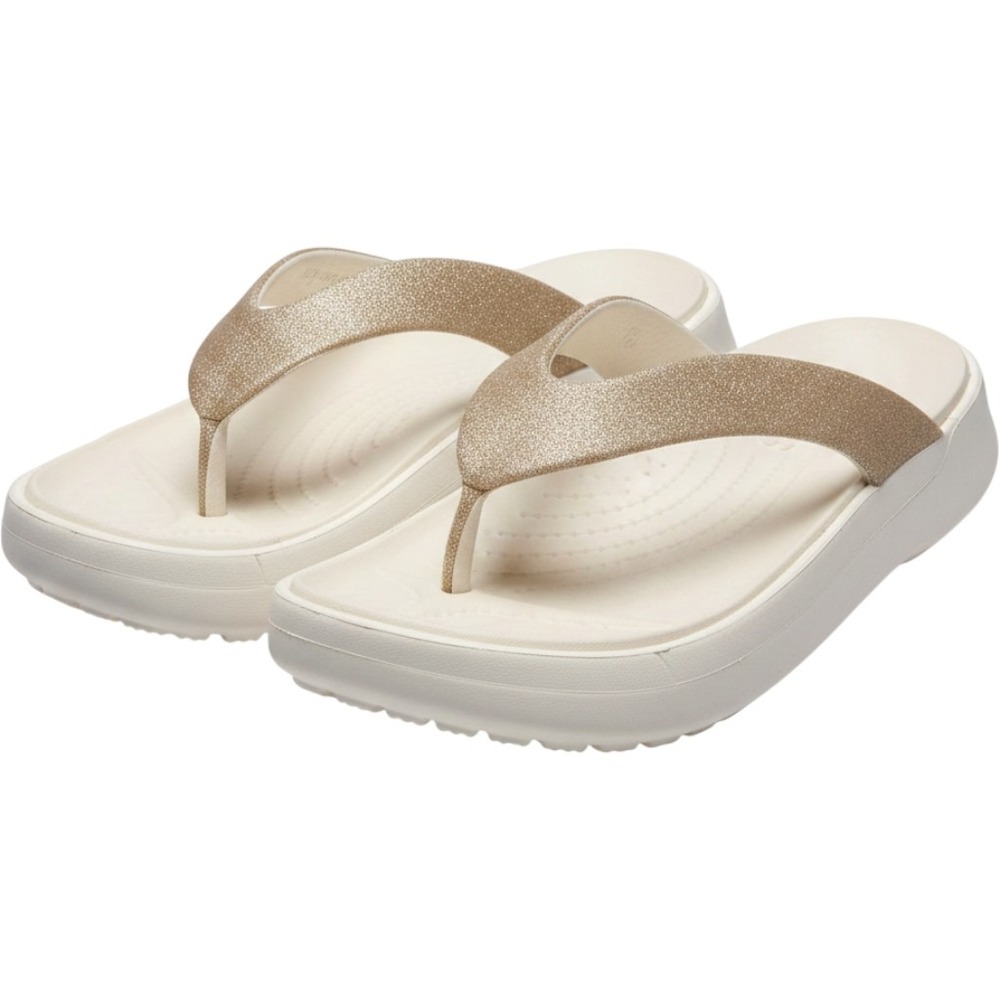 Crocs Getaway Glitter Flip Flop Sandals Stucco Gold Platform Womens 7W 209670